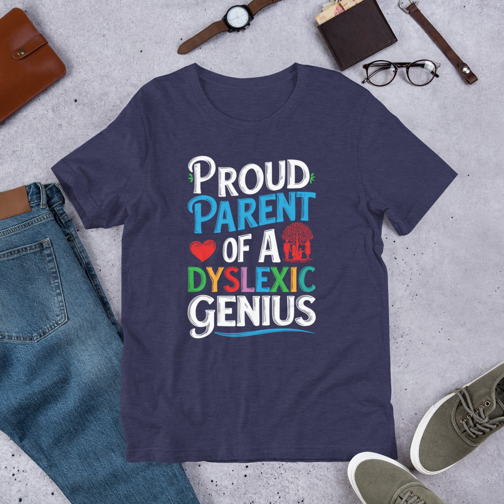 Proud parent of a dyslexic genius t-shirt